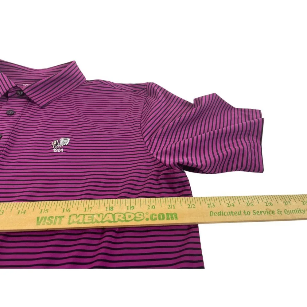 Straight Down Polo Shirt Mens‎ Large Purple Stripe Performance Golf Course